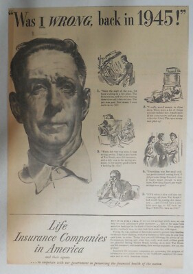 Life Insurance World War Two Ad: Norman Rockwell! from 1945 Size: 10 x 14 inches