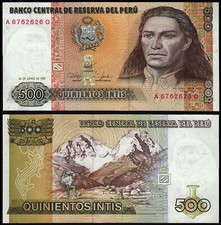PERU 500 INTIS (P134b) 1987 UNC