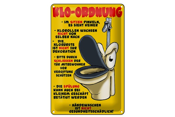 Blechschild Hinweis 20X30 Cm Klo Ordnung Im Sitzen Pinkeln Deko Schild Tin Sign-image