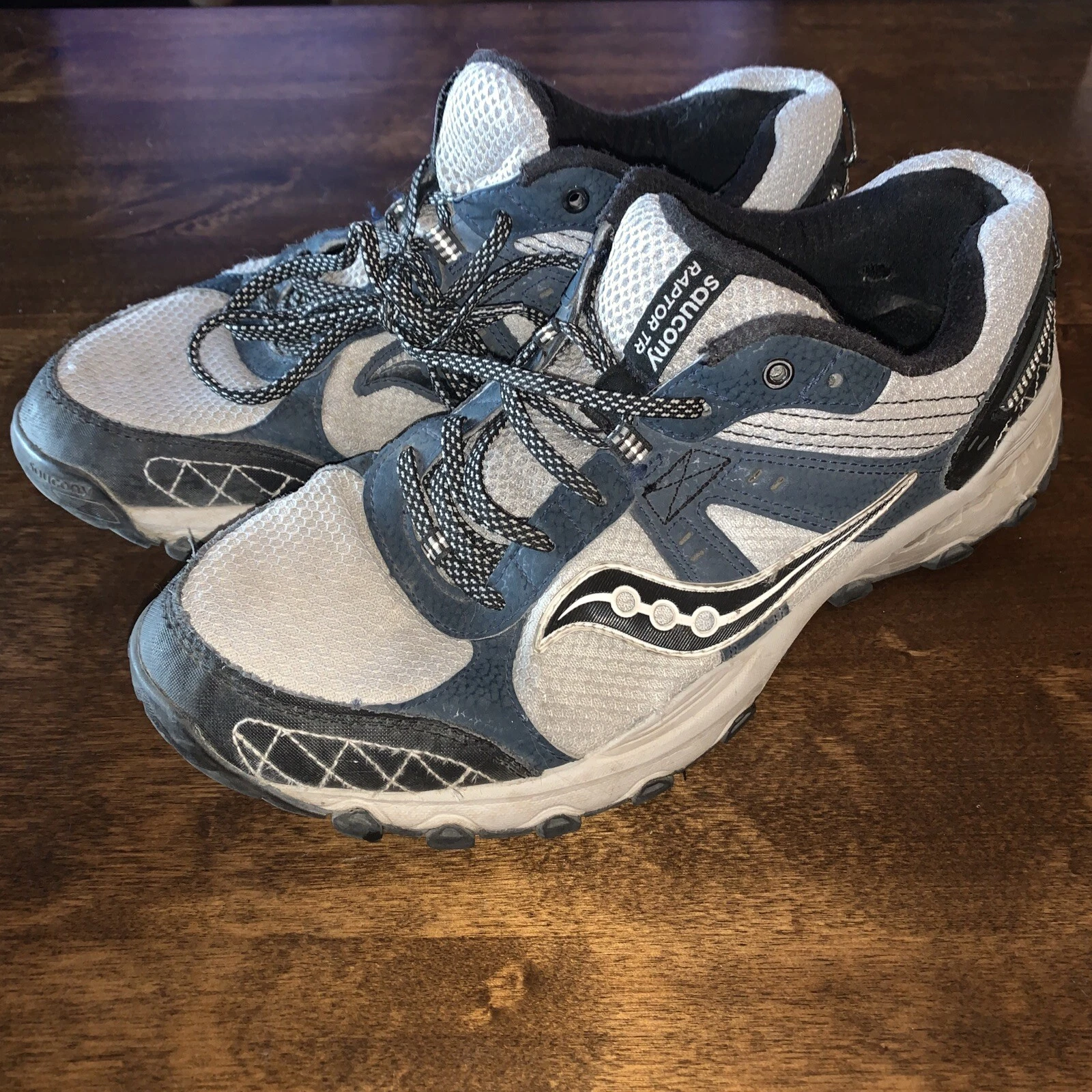 Saucony Grid Raptor TR Trail Running Shoes Mens 10 Grey & Blue Hiking Sneakers