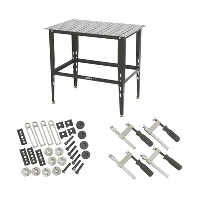 Steel Welding Table, 600 Lbs Weight Capacity, 16mm Holes, 24-Pc Metal Fit-Up Kit