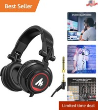 Closed Back Studio Headphones - 50mm Drivers, Foldable Design, Comfortable Fit