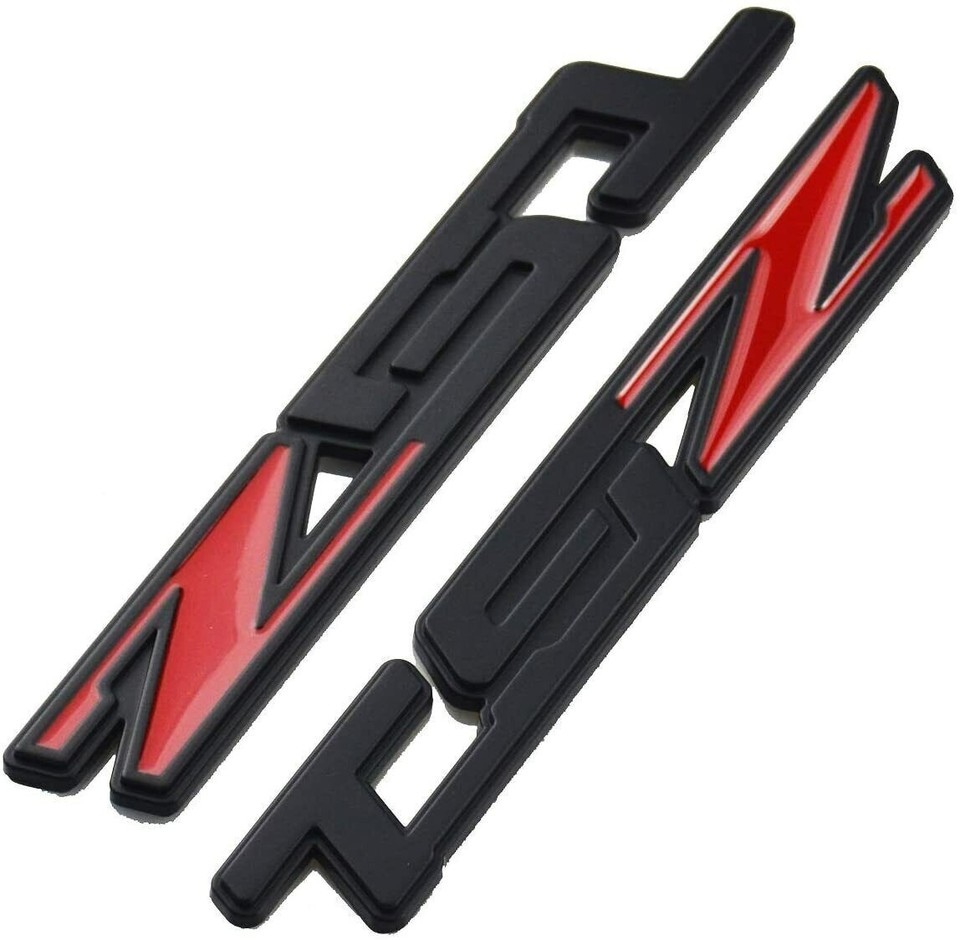 Z51 Performance 3D Hood Emblem Badge - Silver Red, 2-Piece Set (Adhesive Back)