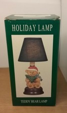 Holiday Teddy Bear Lamp NIB Christmas Green Shade 11"