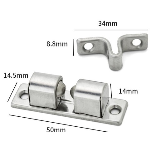 Chaud Vente Double Rouleau Porte Serrure Verrou Pratique Acier Inoxydable 10 10x - Imagen 7 de 12