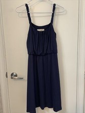 Ann Taylor LOFT Dress Knee Length Womens Sz S Navy Blue Twist Strap