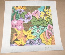 Judi Co. "Caribbean Floral" Colorful Flowers Handpainted Needlepoint Canvas