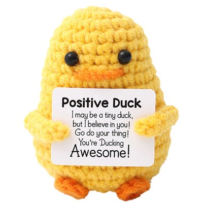Crochet Duck Doll Soft Emotional Support Knitting Duck Doll with Positive Card