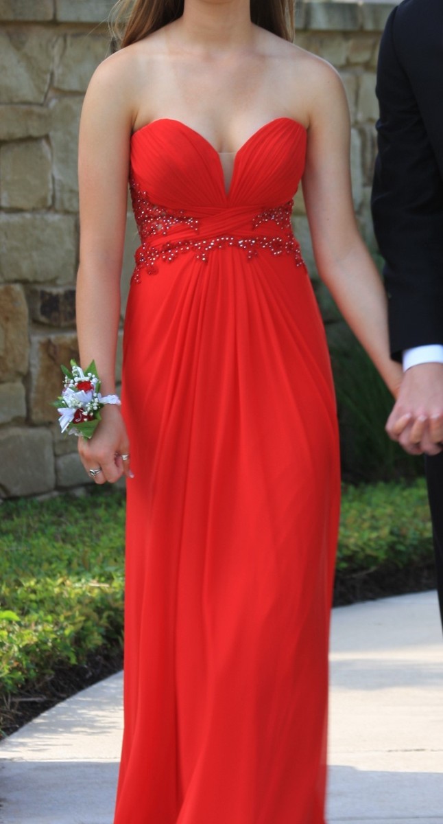 LA FEMME Red Beaded Sequin Prom Formal Gown Pageant Dress Size 2 -Only Worn  Once | eBay