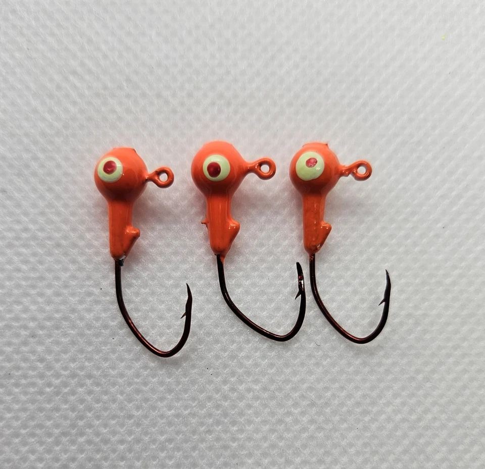 100 piezas - 1/16 OZ CABEZAS PLANTILLA BARBA #4 GANCHO HOZ ROJO PINTADO ¡TODOS LOS OJOS ABIERTOS! Foto 3 de 4