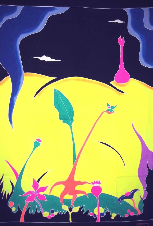 UV Reactive Psychedelic Backdrop Fluorescent Glow Tapestry Wall Hanging Psy Art - Image 2 of 4