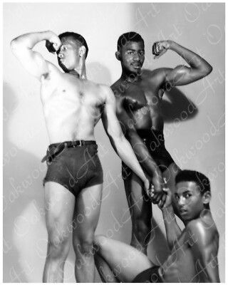 1950s BLACK BODYBUILDERS Flexing Their Muscles, Young Men, Vintage Photo Reprint