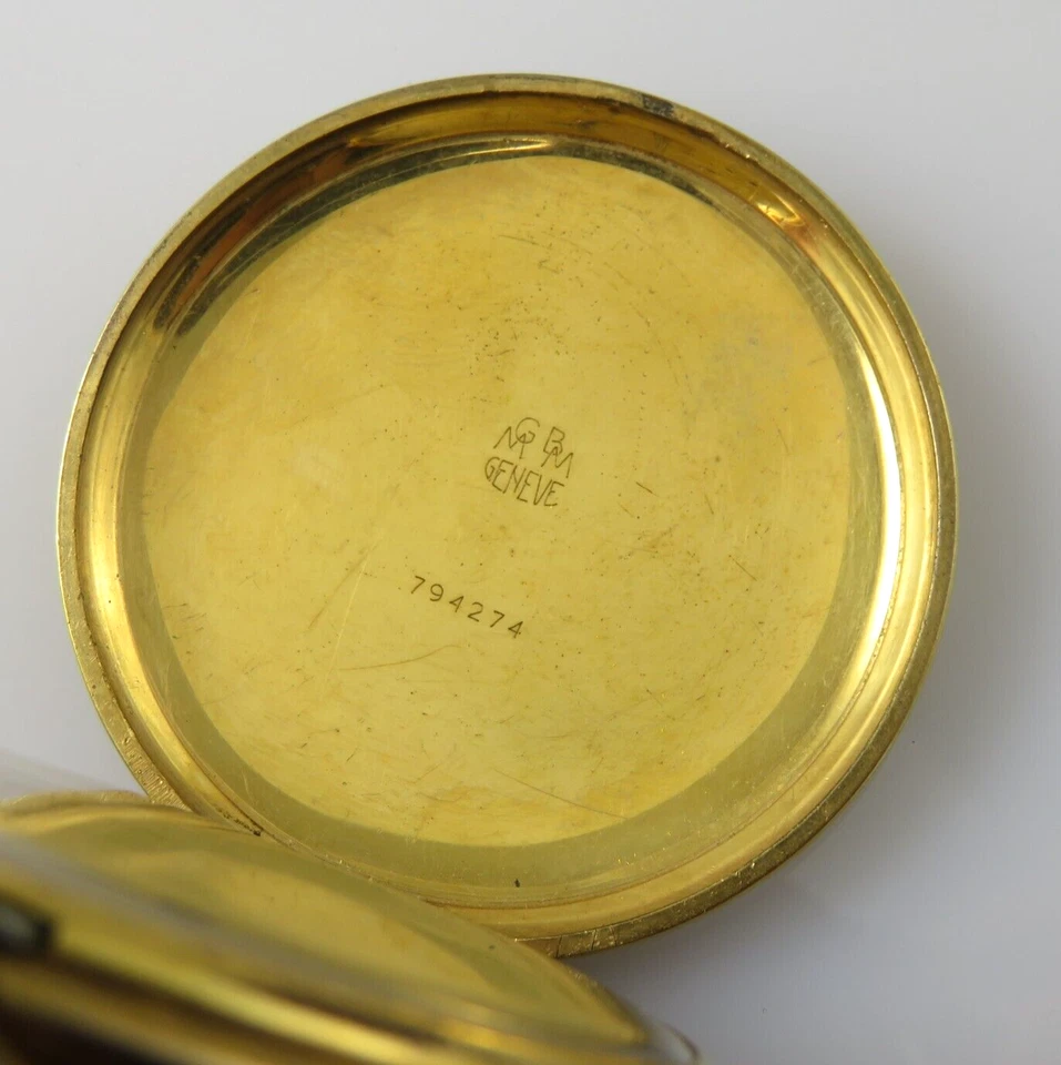 Antike Taschenuhr, MGBM GENEVE, Savonette, Gold-Double (10222EB) - Bild 4 von 4