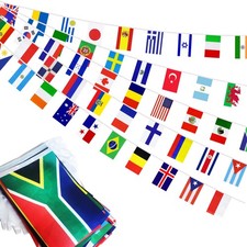 100 Countries International Banners Flags Set,Small Mini World String Bunting...