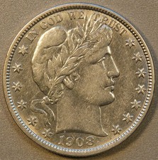1908O Barber Silver Half Dollar, AU