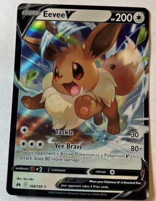 Pokémon TCG Crown Zenith Eevee v Ultra Rare Holo Card 108/159