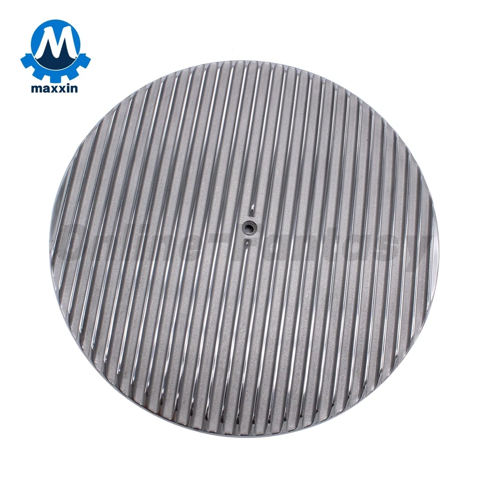 Filtro purificador de aire de aluminio pulido redondo con aletas de 14"x 3" para Chevy SBC Ford BBC Foto 3 de 4