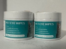 PET EYE WIPES - FOR DOGS  CATS 100pcs REMOVES EYE GUNK SEALED 2 PACK