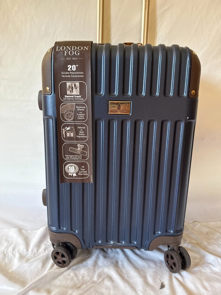 New LONDON FOG Brentwood III 20" Expandable Spinner Hard Luggage Carry On Blue - Image 3 of 4