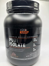 GNC AMP Pure Isolate Chocolate Frosting Whey Protein Powder 28 Servings 34.1 Oz