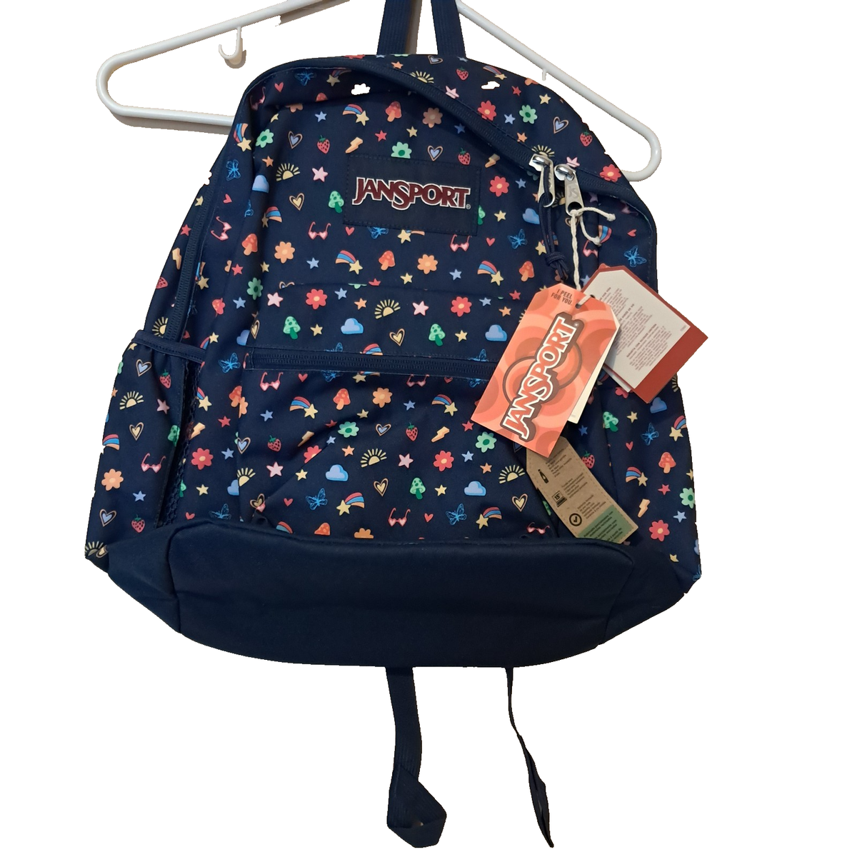 JanSport Cross Town Plus Backpack Slice Of Fun Blue Laptop School Stars NEW