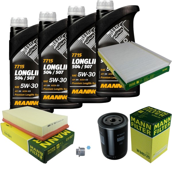 Mann Inspektionspaket 4L Mannol Longlife 504/507 5W-30 FüR Audi A6 1.9 TDI-image