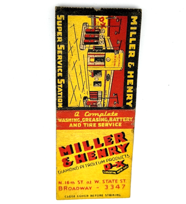 #ad #ad Vintage Miller amp; Henry Gasoline Matchbook Cover – Wisconsin Gas Station Advertis $5.78