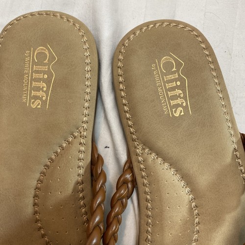 NEU OHNE KARTON DAMEN WEISS MOUNTAIN CLIFFS FLIP FLOPS BRAUN LEDER 10 - Bild 2 von 5