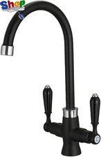 Image of Quality Upgraded Matte Black Kitchen Sink Mixer Tap Elegant Ceramic Dual Lever M