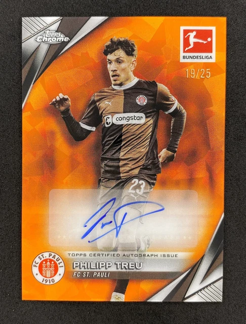Topps 2024-25 Bundesliga Chrome Sapphire Philipp Treu Auto /25 St. Pauli