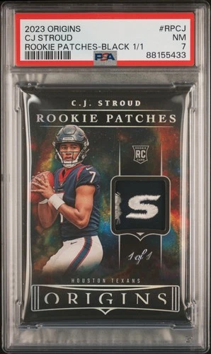 2023 PANINI ORIGINS PATCHES BLACK 1/1 #RPCJ CJ STROUD ROOKIE RC 1/1 PSA 7