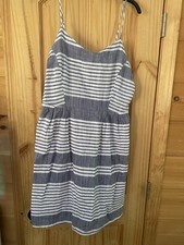 Old Navy Fit & Flare Spaghetti Strap Sundress White And Blue Sz L Lined
