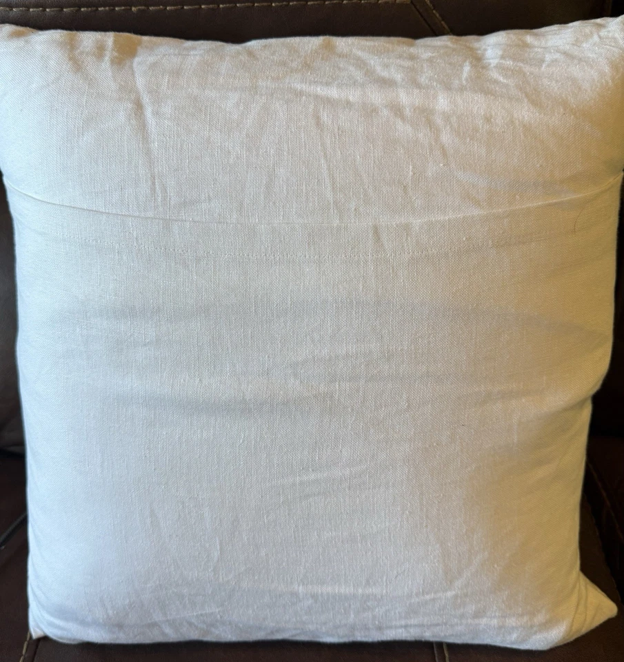 Modern Linen Floral Pillow 20x20 Mustard Yellow Black Print w/ Feather Insert - Image 3 of 4