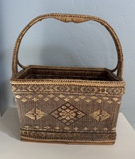 Thai Basket Handmade Woven Rectangular Handle...
