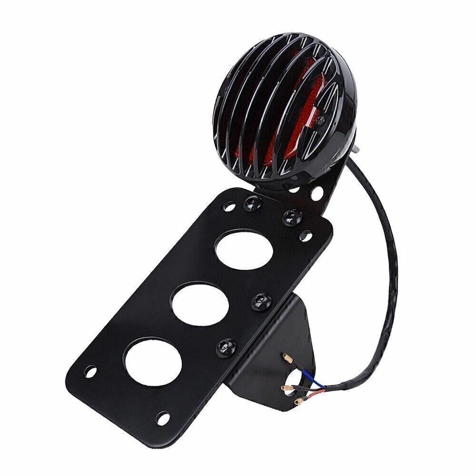 Soporte de matrícula de montaje lateral para motocicleta soporte de luz LED para Harley Bobber Foto 2 de 4
