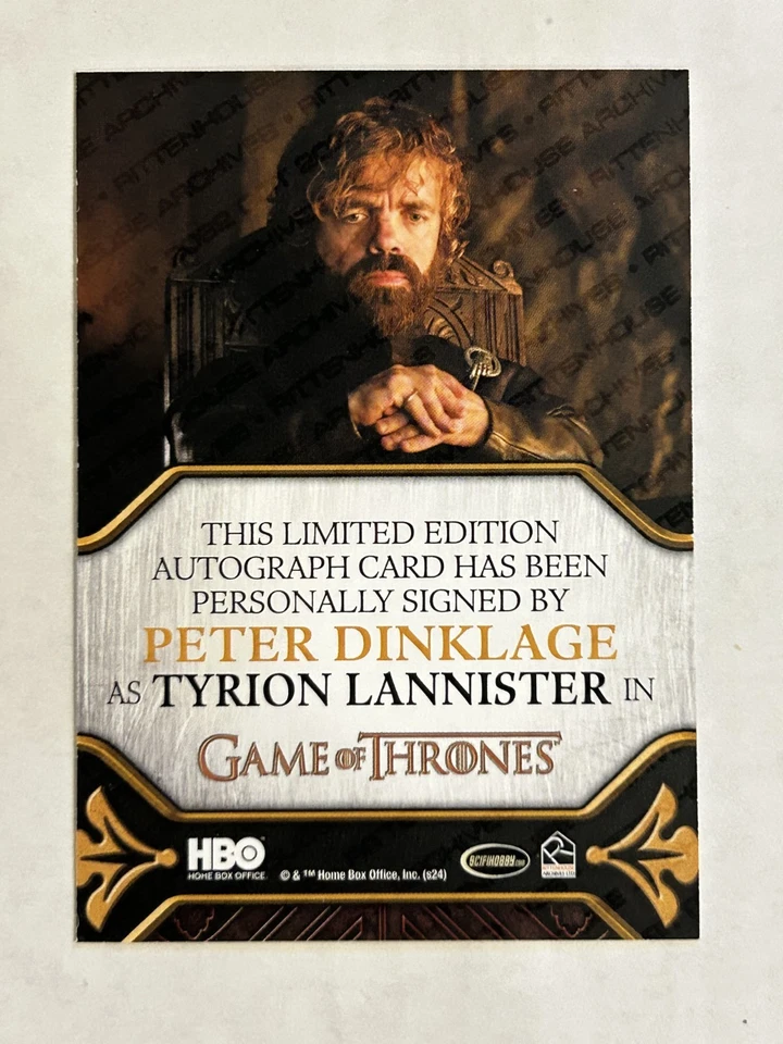 2024 Game Of Thrones Legends Of The Realm PETER DINKLAGE Tyrion Lannister Auto - Image 2 of 2