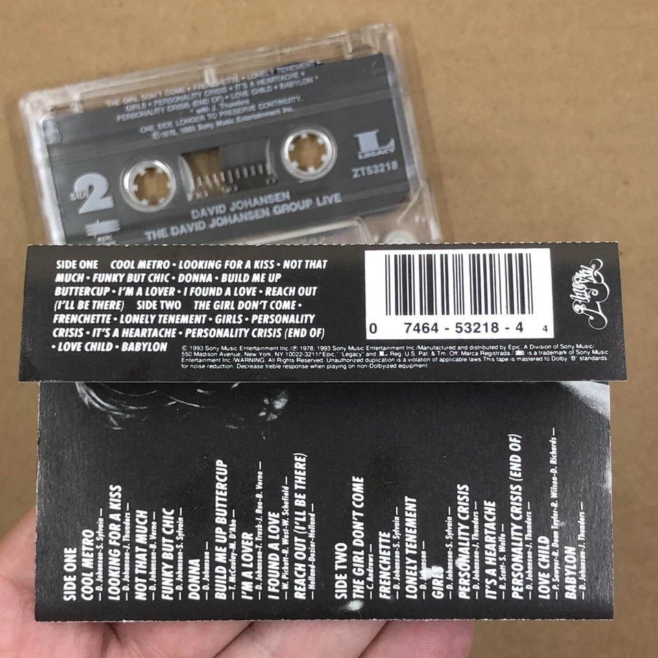 DAVID JOHANSEN GROUP Cassette Tape Punk Glam LIVE NEW YORK DOLLS 90s REISSUE Foto 4 de 4