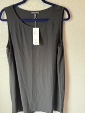 NWT Eileen Fisher 100 silk Black Basic Tunic Dress Kneelength Sz Large