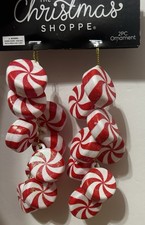 Christmas Shoppe Sugared Peppermint Candy Christmas Ornaments 5  Set Of 2 NEW