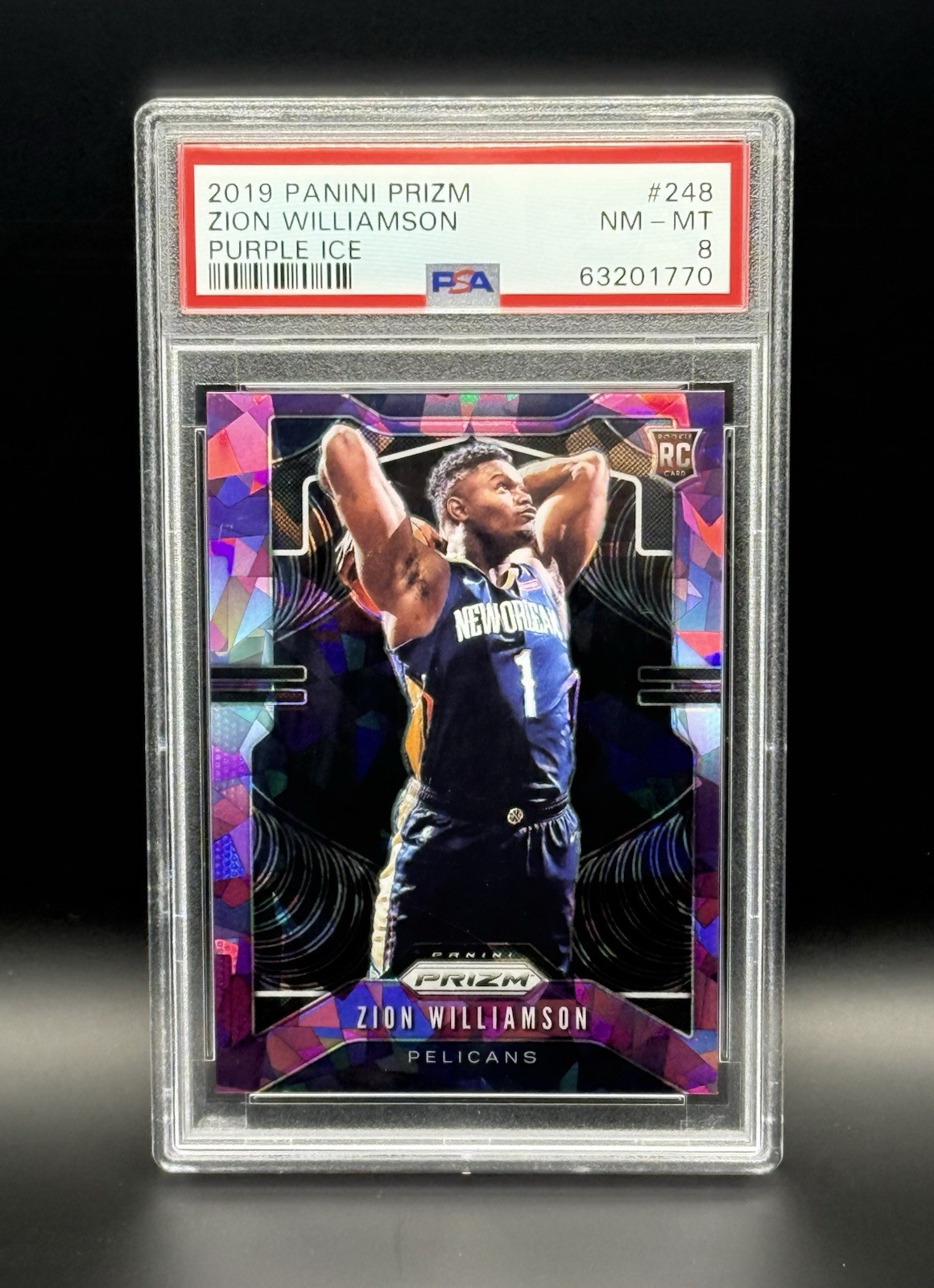 2019 Panini Prizm - Zion Williamson Purple Ice Prizm #248 /149 PSA 8 Rookie (RC)