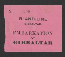 VINTAGE BLAND-LINE GIBRALTAR CRUISE SHIP TICKET