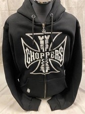 West Coast Choppers XXL Black Silver Embroidery Hoodie Used