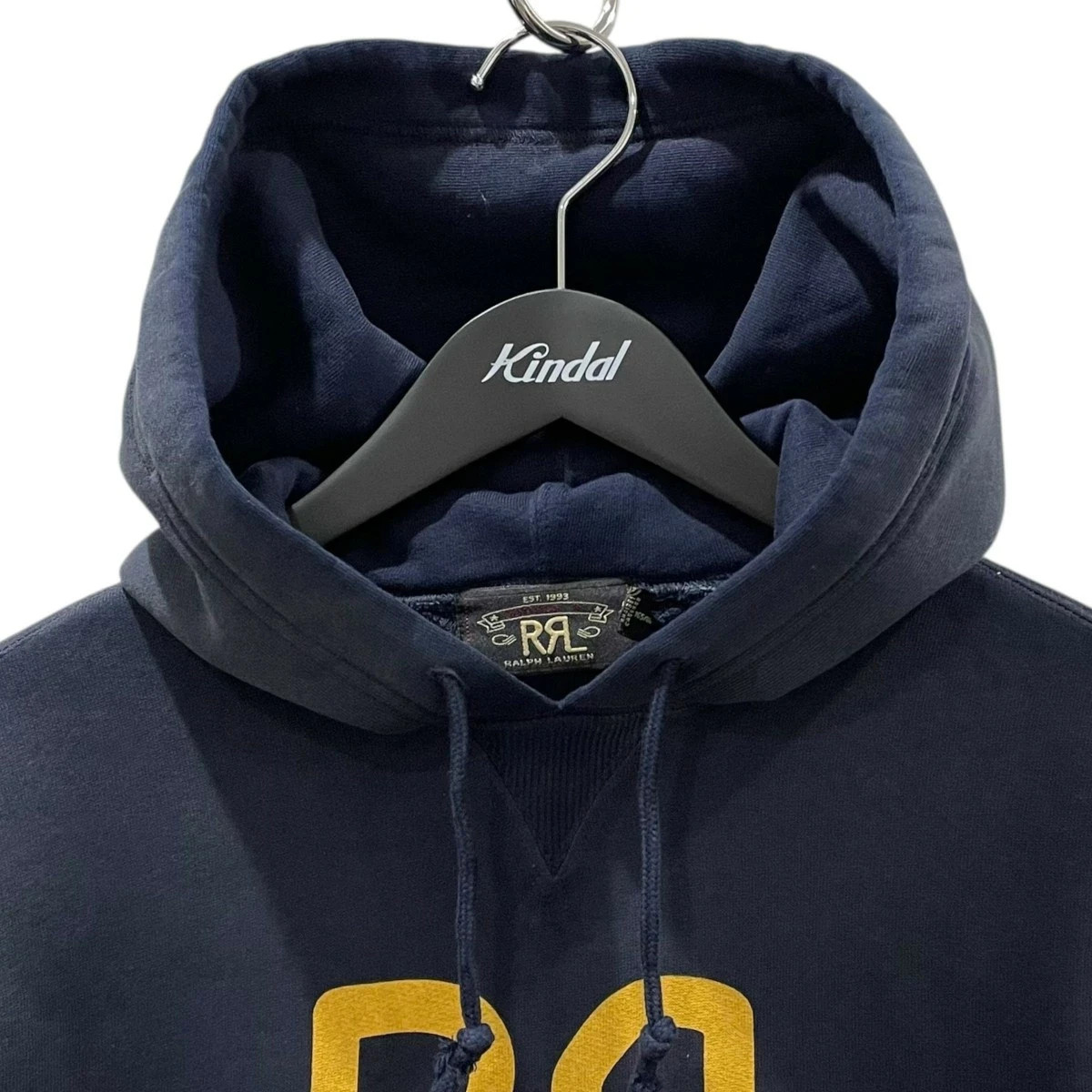 RRL Ralph Lauren Logo Printed Hoodie Parka Fleece Sweat Size XS Navy Casual Used image 3