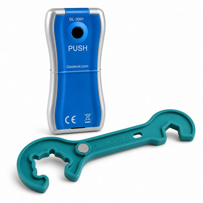 Gaslevel Gas Füllstandsanzeiger + Gasflaschenschlüssel für Gasregler magnetisch