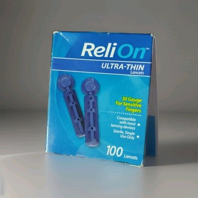 ReliOn Ultra-Thin Lancets 30g,Sensitive Fingers, 100 Count Each Exp: 2029-12-31