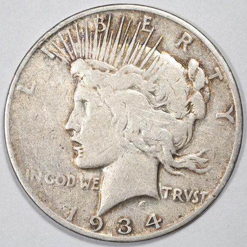 1934-S Peace Silver Dollar San Francisco Mint Fine (F)