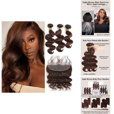 Kapelli Hair 3 Bundles Human Hair Frontal Body Wave 14 16 18 12 Brazilian