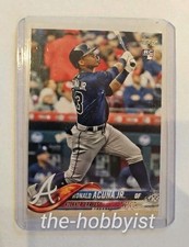 2018 Topps Series 2 Ronald Acuña Jr. #698 Rookie Card RC Braves - Bat Up. rookie card picture
