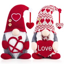 Valentines Day Gnome Decorations Gifts, Handmade Plush Gnome Couple with Hear...