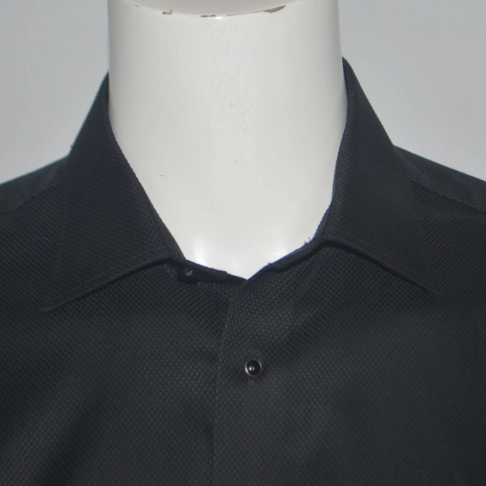 JOS A BANK Reserve Tailored Fit Black Tuxedo French Cuff Dress Shirt 16.5 - 35 - Image 2 of 3